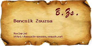 Bencsik Zsuzsa névjegykártya